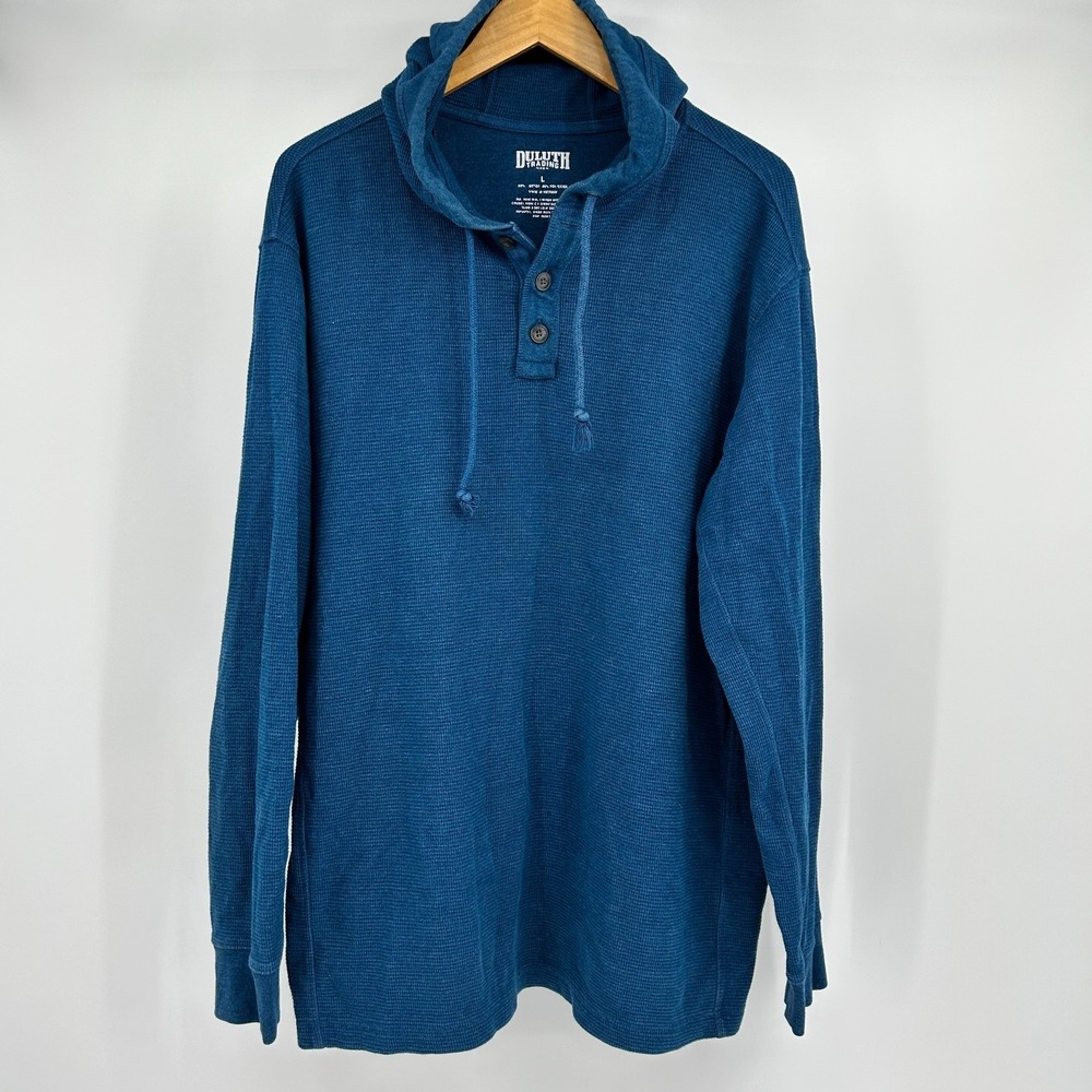 Duluth Trading Waffle Thermal Henley Top Mens L Heritage Outdoor Layers Hooded